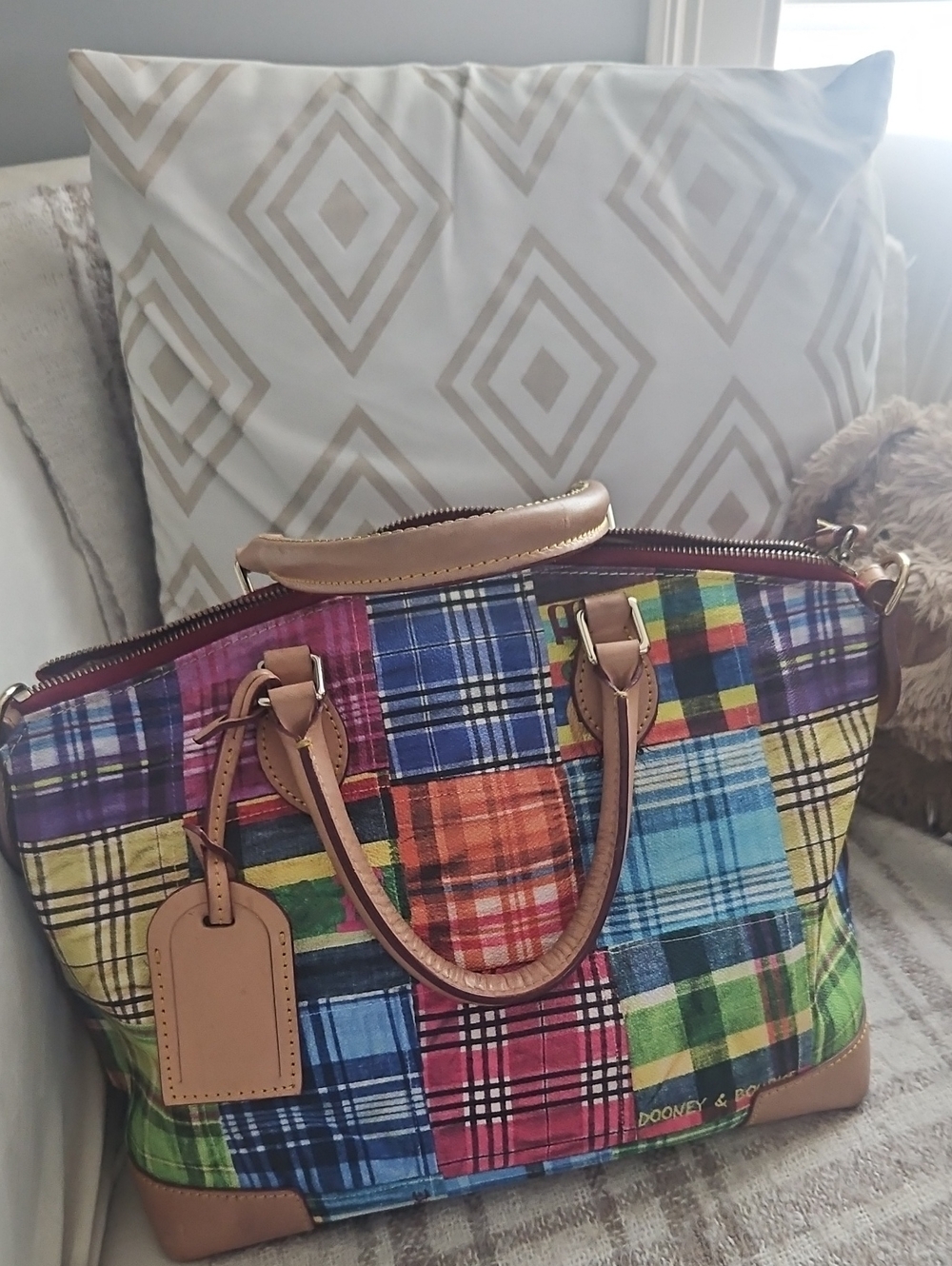 Dooney & Bourke Multicolor Plaid Patchwork Satchel
